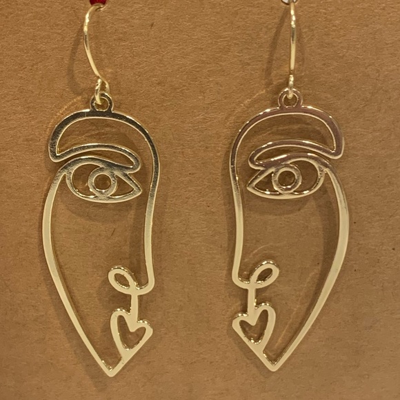 ✨3 for$33✨NWT Abstract Minimal Face Dangle Earrings - Picture 2 of 8